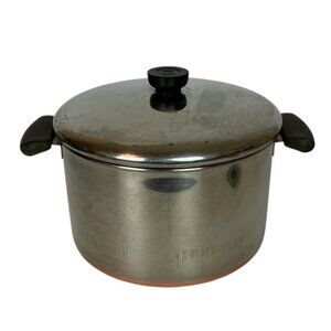 Vintage Revere Ware 6 Qt Stock Pot and Lid Copper Clad Stainless Steel Pre-1968